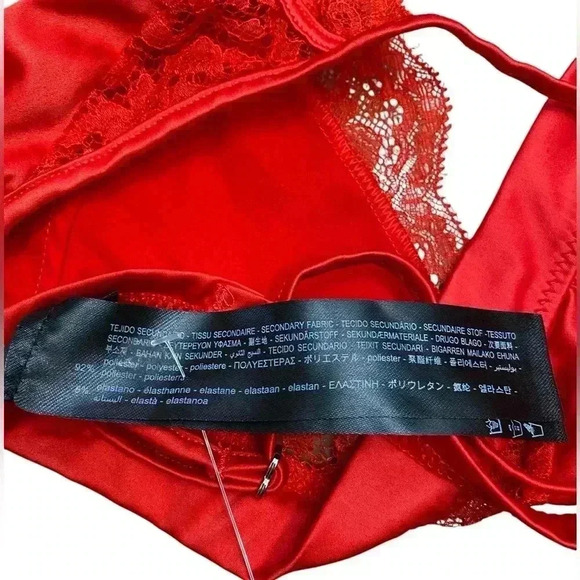 NWOT, ZARA, Satin Bralette With  Lace, Large, Red 🫦 - Picture 5 of 9